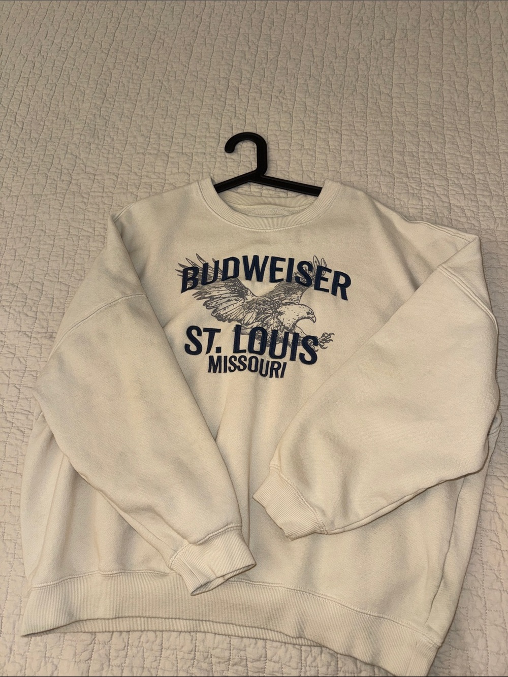 Budweiser Cream Crewneck with Navy St. Louis Graphic